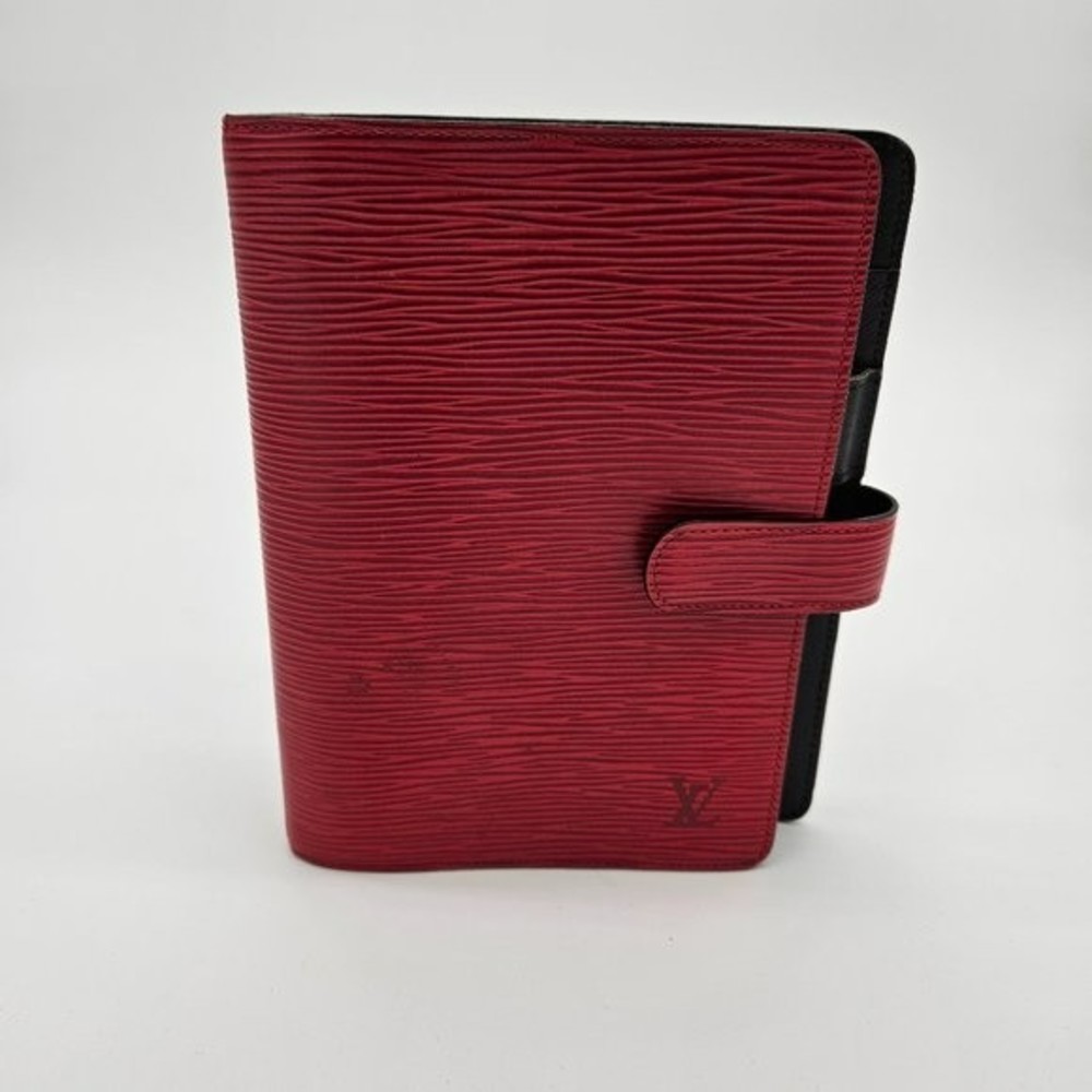 💯 Authentic Louis Vuitton Red Epi Leather Medium Ring Agenda w/ all inse…